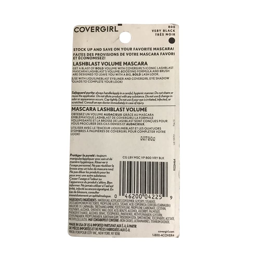 Value Pack CoverGirl Lashblast Volume Mascara, Very Black 8002