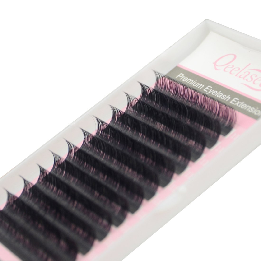 Qeelasee Faux Mink Silk Eyelash Extensions 0.03mm D Curl 12mm Semi-Permanent Individual Lashes Extension Professional Salon Use