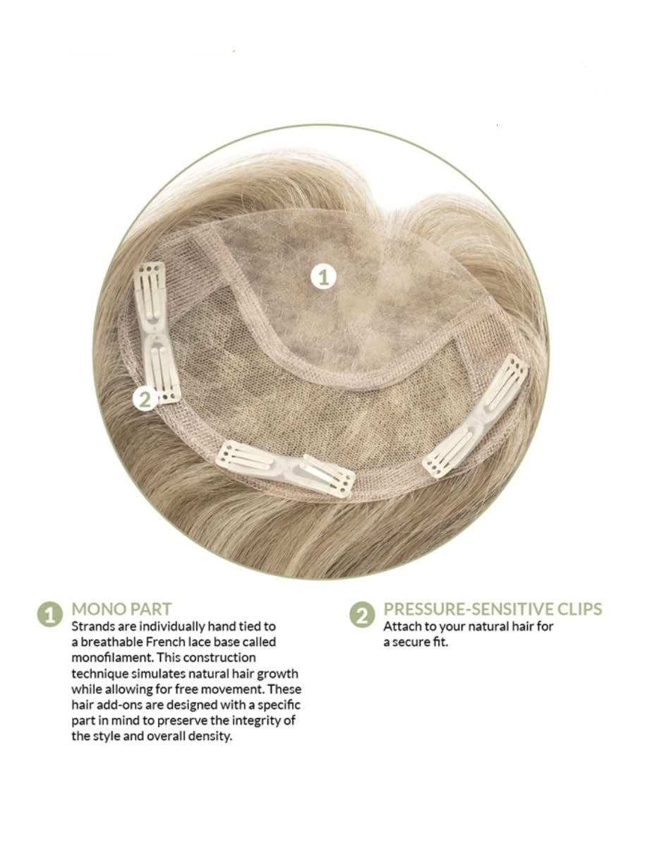ADD-ON FRONT Human Hair/HF Synthetic Blend Topper by Envy, 5PC Bundle: Topper, 4oz Mara Ray Luxury Shampoo & Conditioner, Wide Tooth Comb, and 19 Page