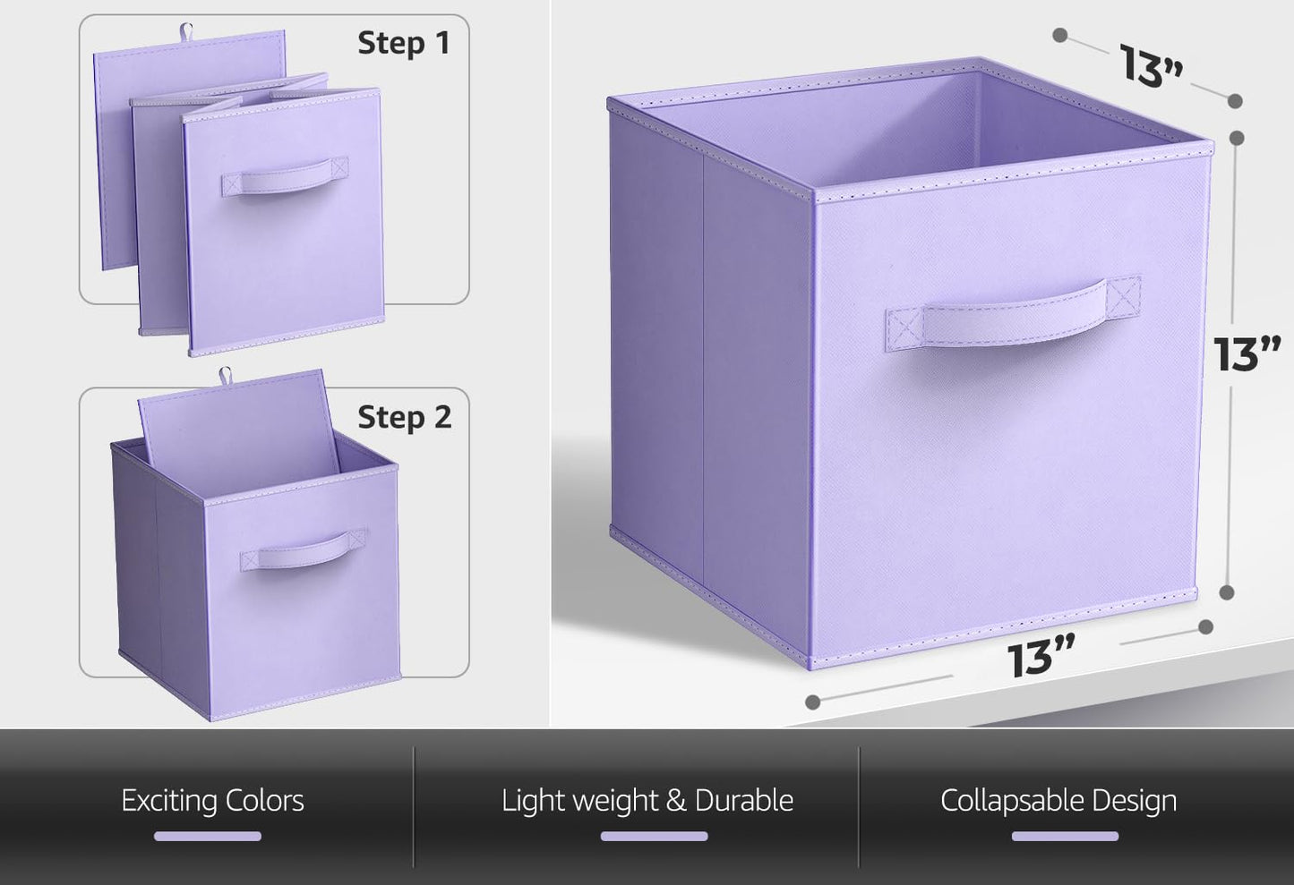Sorbus Fabric Storage Cubes - 8 Foldable Storage Bins for Organizing Pantry, Cubbies, Toy Box - Clothes Storage & Closet Organizer - 13 Inch…