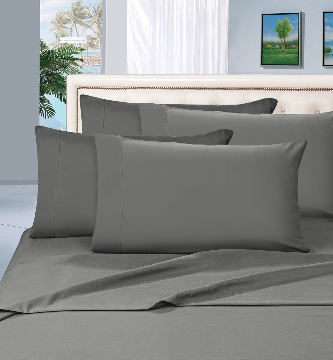 MattRest Luxury Silky-Soft 1800 Series Premium Collection - Wrinkle-Free 4-Piece Bed Sheet Set, Deep Pocket up to 16 inch, Full Grey (COMIN18JU038771)