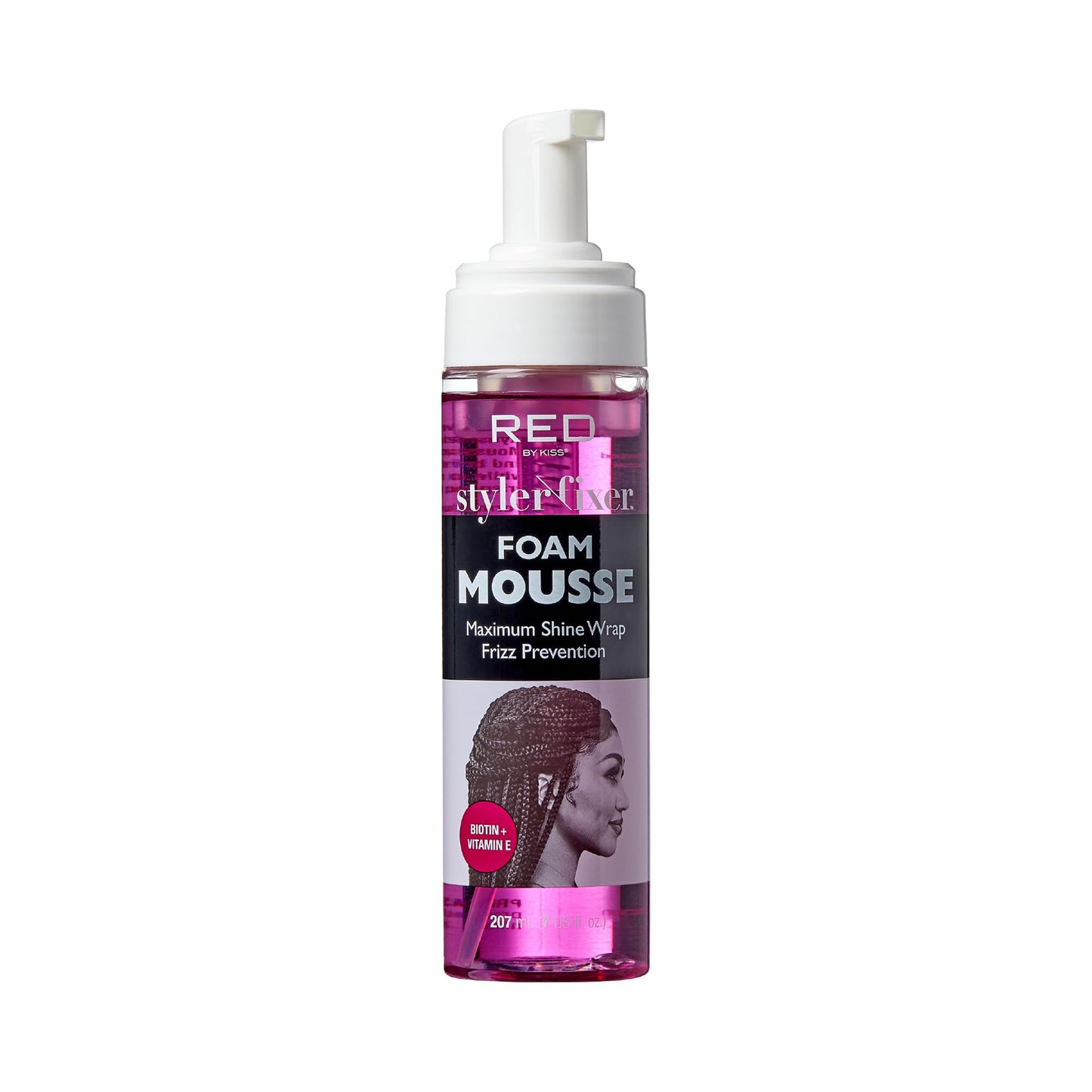 Red by Kiss Foaming Mousse, Maximum Shine Wrap Mousse, Reduce & Prevent Frizz, Define Curls, Set & Hold Styles, Nourishes Dry & Brittle Hair (Biotin +