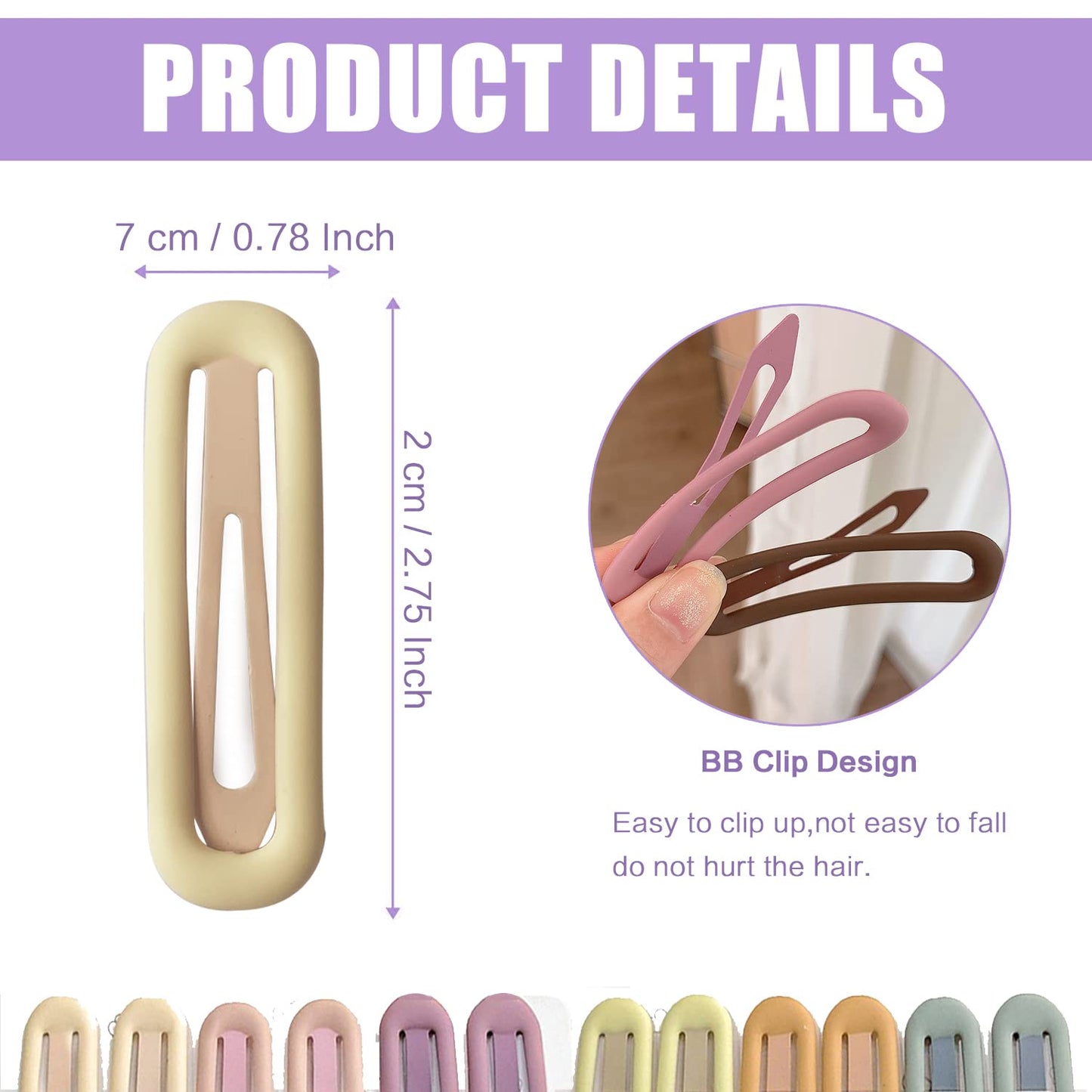 YOBEYI French Hair Barrettes, 12 Pcs Big Snap Matte Finish Hair Clips for Styling Accessories - Macaron Color, Hold Thick Hair Perfectly in Place