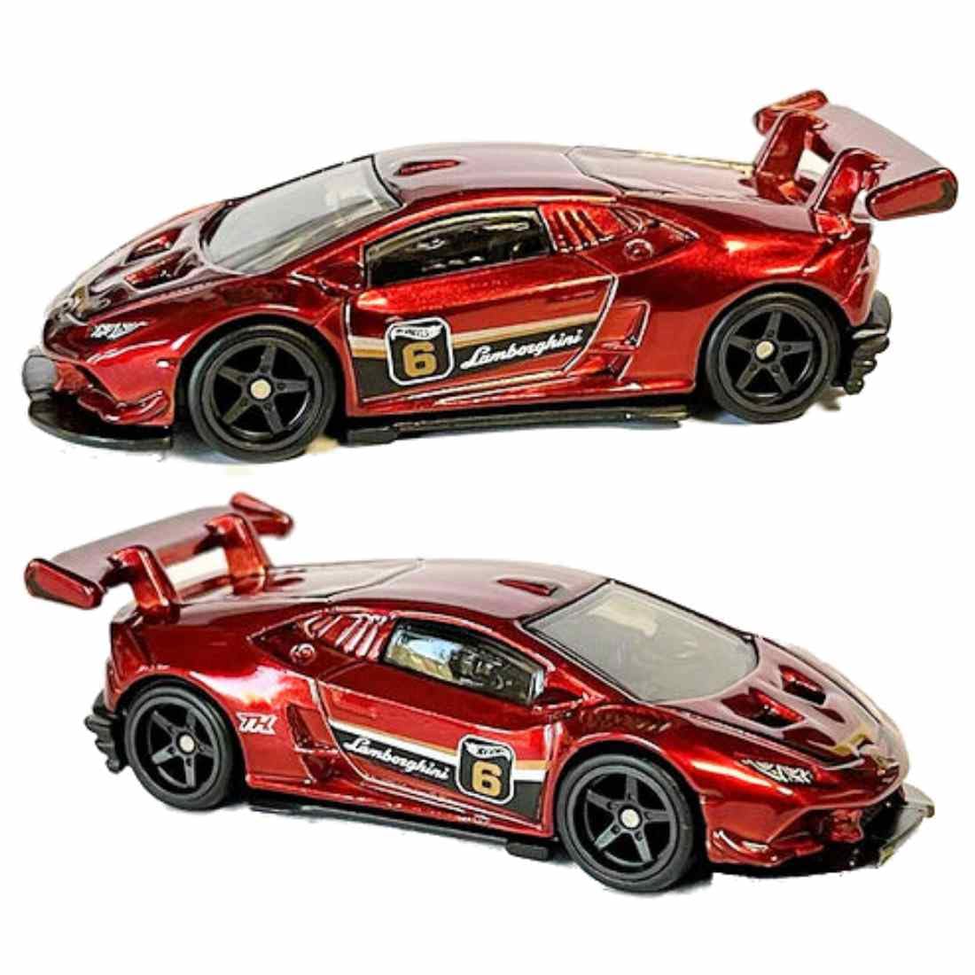 Hot Wheels Treasure Hunt Lamborghini Huracan LP 620-2 Super Trofeo, HW Exotics Series 8/10, Red Die-Cast Car, 2021 Collection