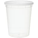 YW Plastic Soup Food Container with Lids (12), 32 oz, 12 Pack, Clear