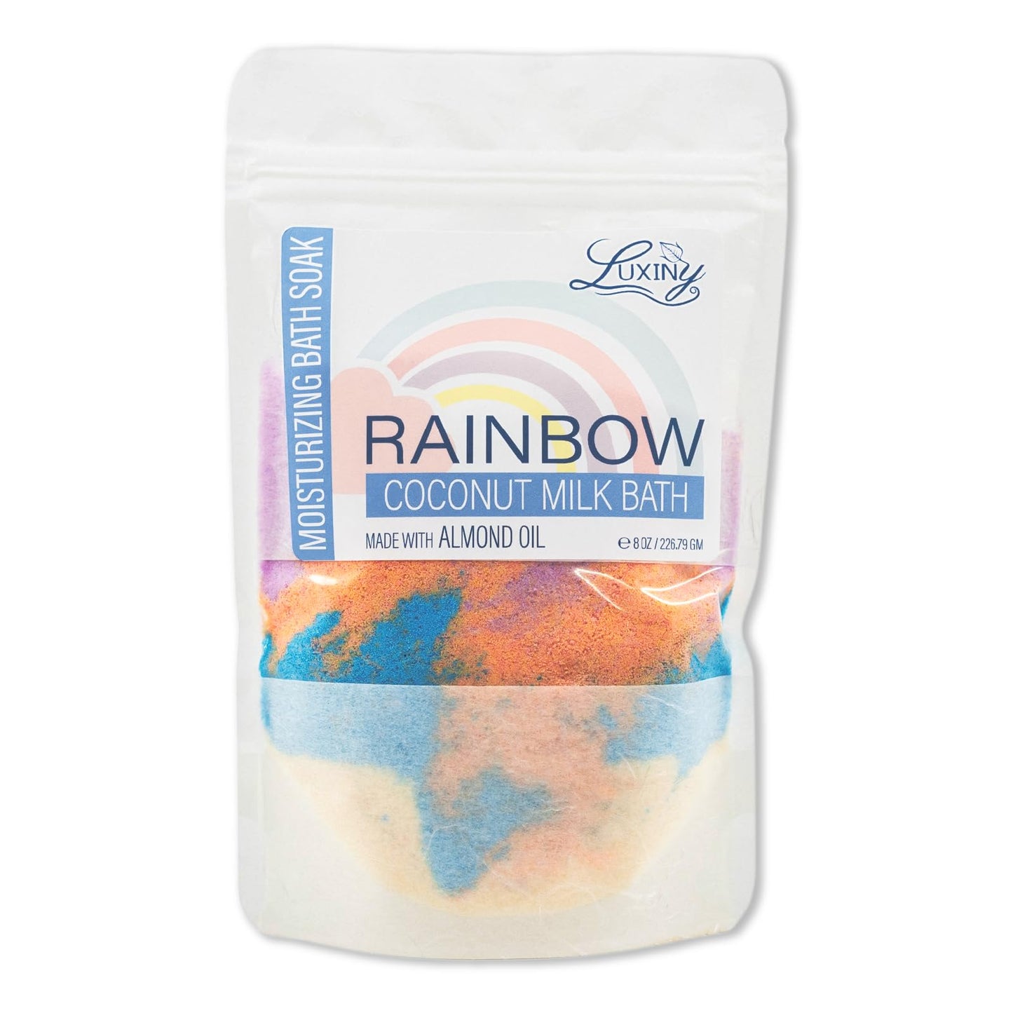 Luxiny Vegan Milk Bath Soak Made with Coconut Milk Powder & Sweet Almond Oil Which Creates A Bath Bomb Dust Soothing Fizz, 8oz (Rainbow)
