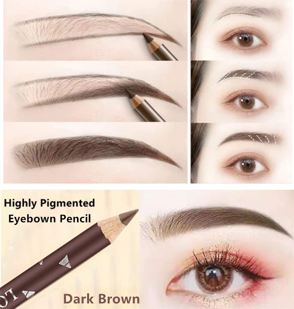 Go Ho 12 PCS Dark Brown Eyebrow Eyeliner Pencils,Sweatproof Eyebrow Pencil,Long-lasting Nice Color Eye Brow Gel Pen Makeup Brow Tint Sticks?Dark