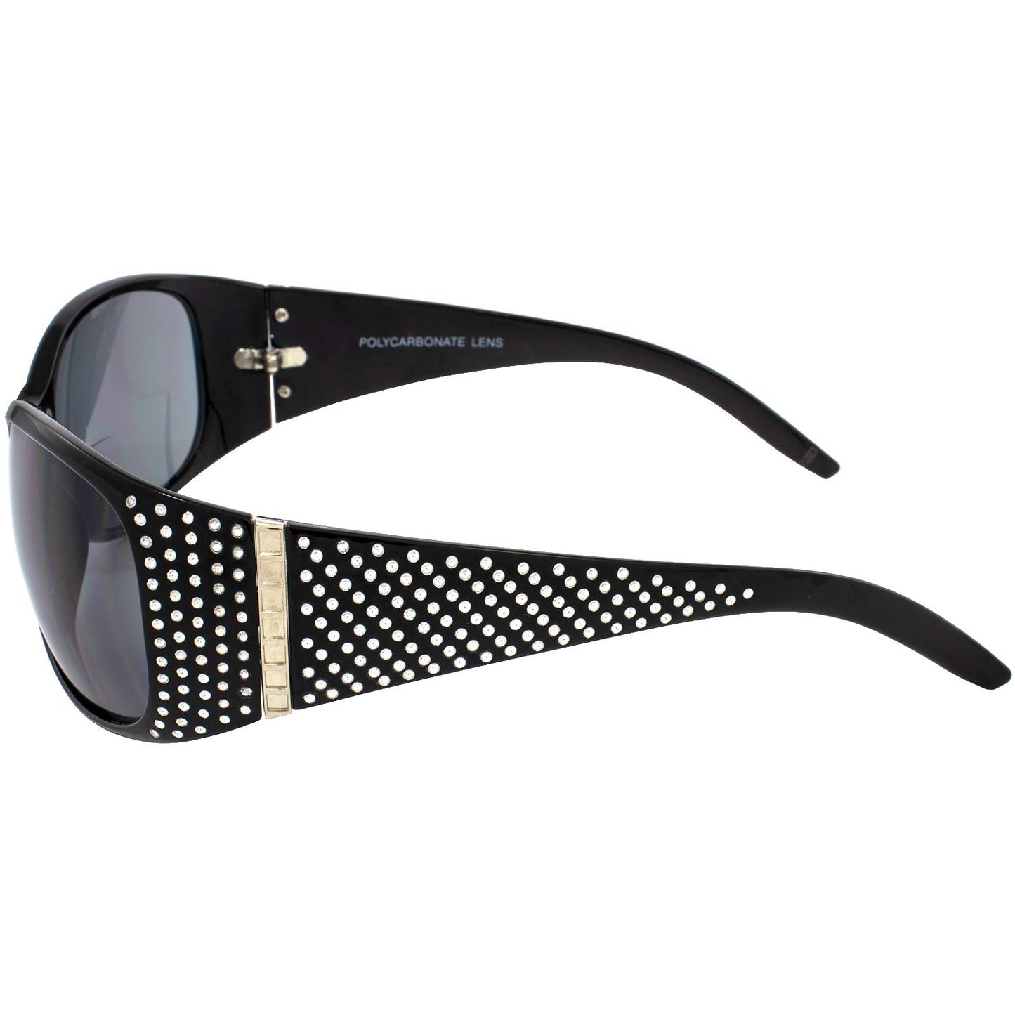 Global Vision Galaxy Womens Bifocal Fashion Motorcycle Sunglasses Chrome Rhinestone Look Black Frames Smoke Lenses