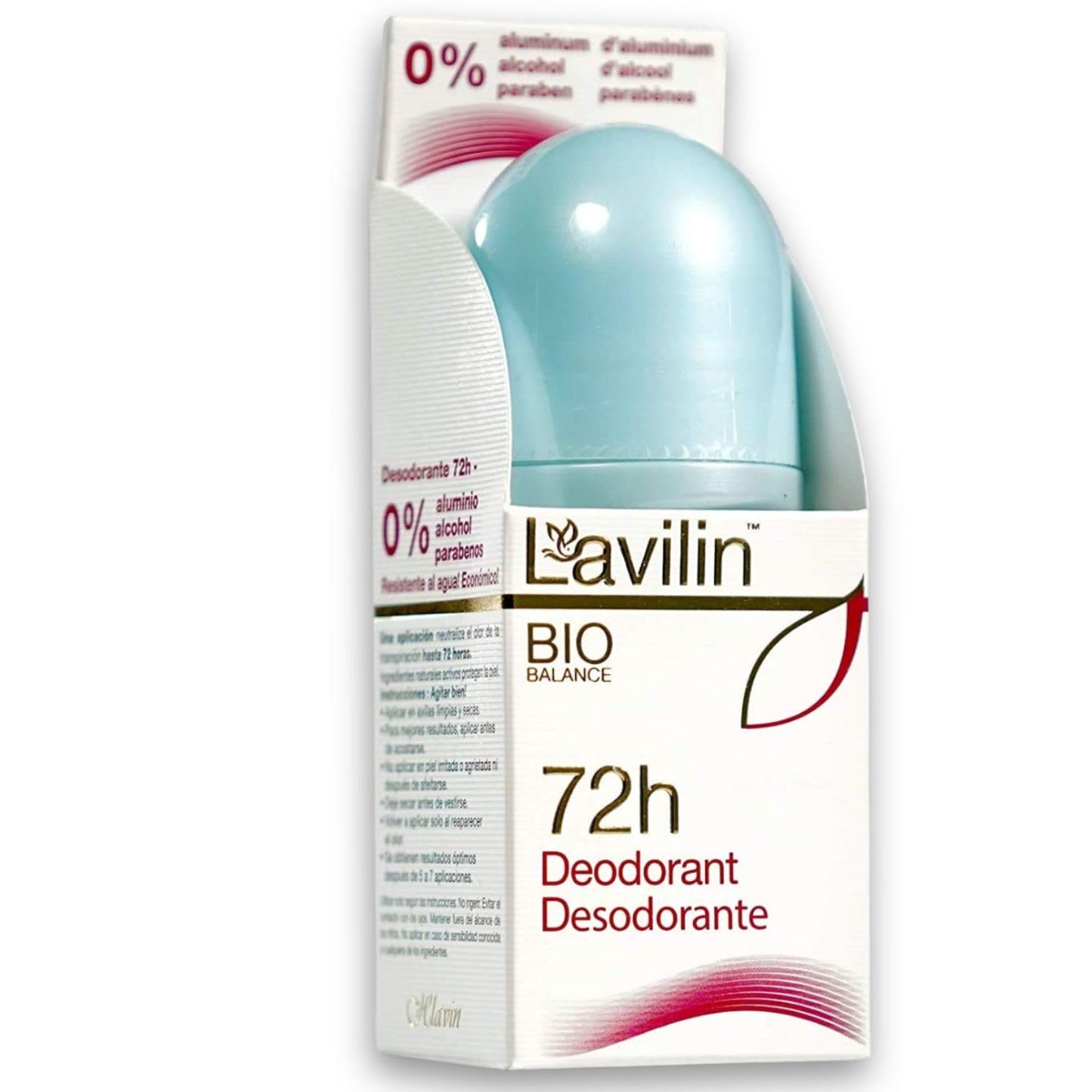 LAVILIN Roll On Deodorant for Women and Men - Aluminum Free Deodorant with Up to 72 Hour Long-Lasting Protection and Odor Control