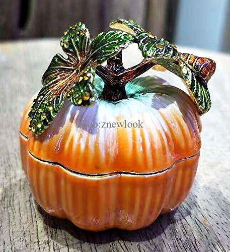znewlook Pumpkin Trinket Ring Boxes Wedding Jewelry Gift Crafts Pumpkin Bejeweled Rings Earrings Small Storage Box