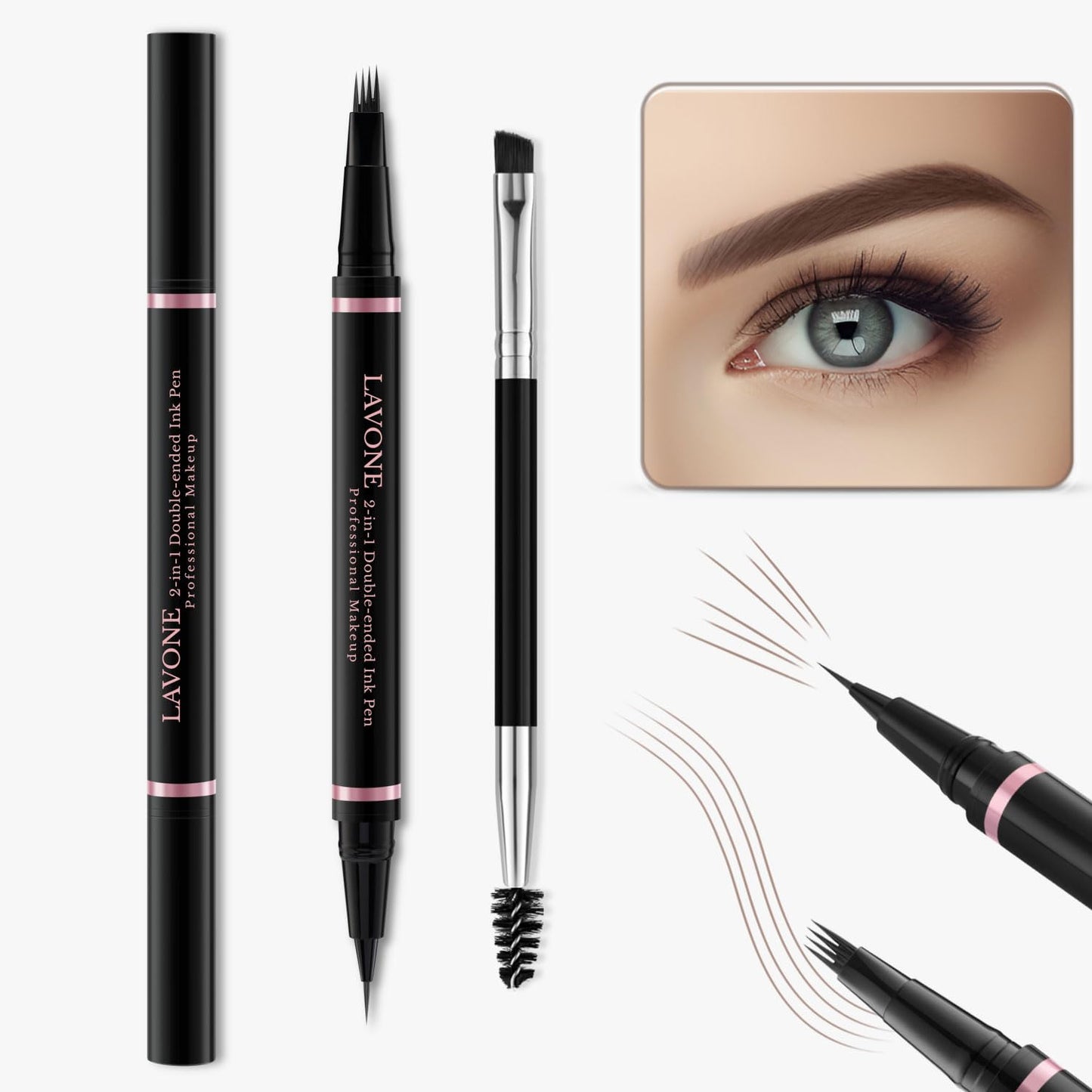 LAVONE Eyebrow Pen Makeup Kit, with Waterproof Eyebrow Pencil, Eyeliner, Pomade, and Brow Brush, Smudge-Proof and Long Lasting, Create Full Beauty and Personal Care LAVONE