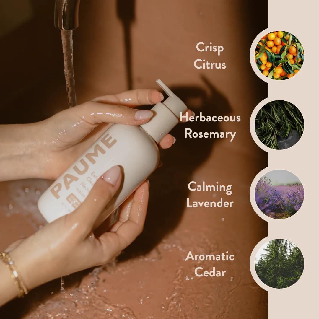 PAUME Exfoliating Hand Cleanser, Silicon Free, Paraben Free, Vegan, Exfoliating Soap with Essential Oils, Hydrating Hand Soap for Gentle Cleanse, 10