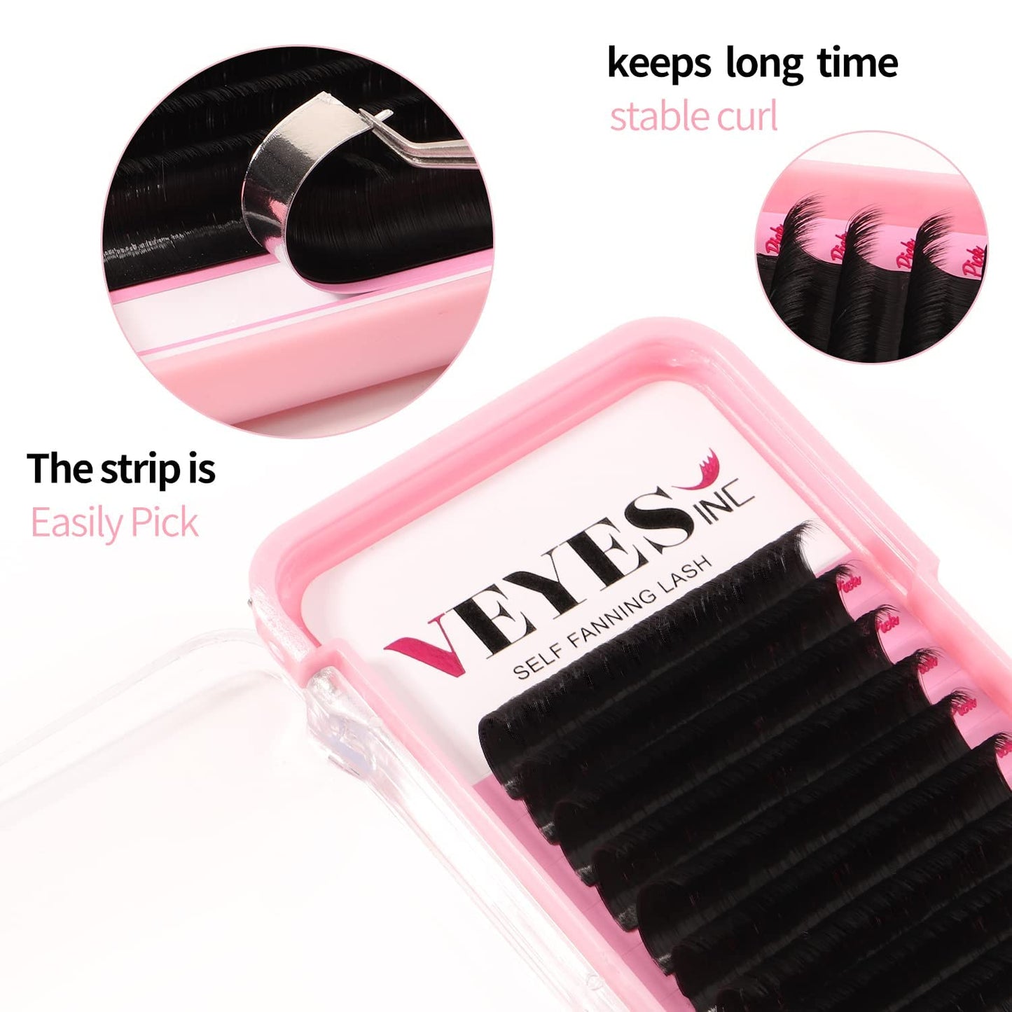 VEYES INC Easy Fan Volume Lash Extensions 03 05 07 J/B/L/C/CC/D/DD Curl 8-25mm Mixed & Single Length Tray, Matte Black Self Fanning Eyelashes Beauty and Personal Care VEYES INC