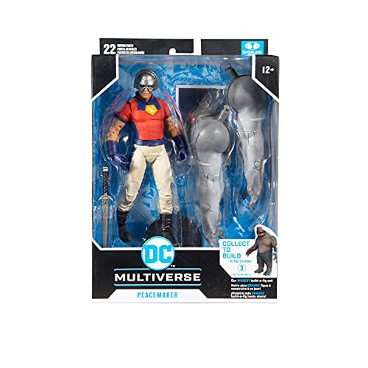 McFarlane Toys DC Multiverse Peacemaker (The Suicide Squad) 7" Action Figure with Build-A King Shark Piece and Accessories