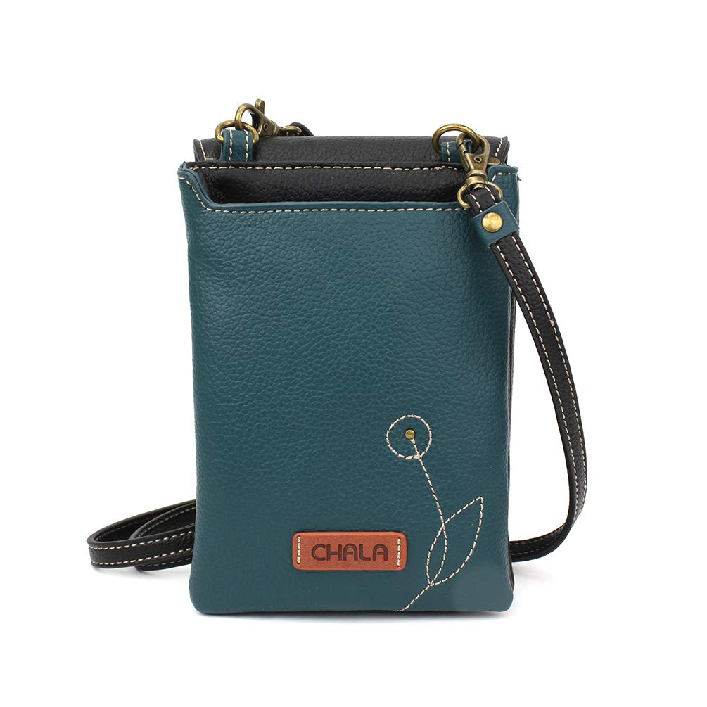 CHALA RFID Criss Crossbody Cell Phone Purse - Women Faux Leather Xbody Handbag with Adjustable Strap - Dragonfly - black