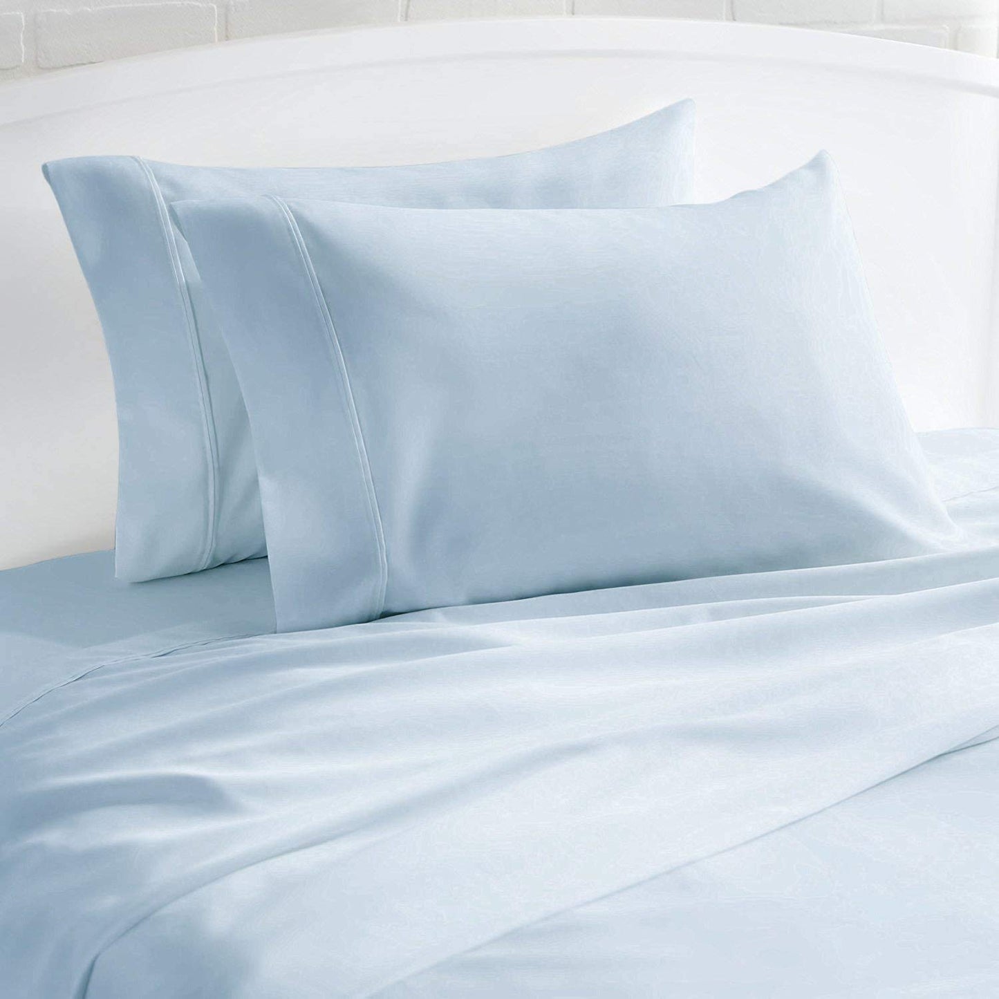 Kamas Egyptian Cotton Sateen Weave Pack of 2 Extra Large Pillowcase to Fit Your Oversized Pancake Large Huge & Gusseted Pillows (Light Blue, Queen