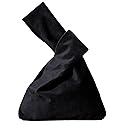 YuuTbiu Velvet Knot Wristlet Bag for Women - Elegant Evening Purse with Wrist Strap, Portable Wedding Party Going Out Bag for Night Out Events (Black)