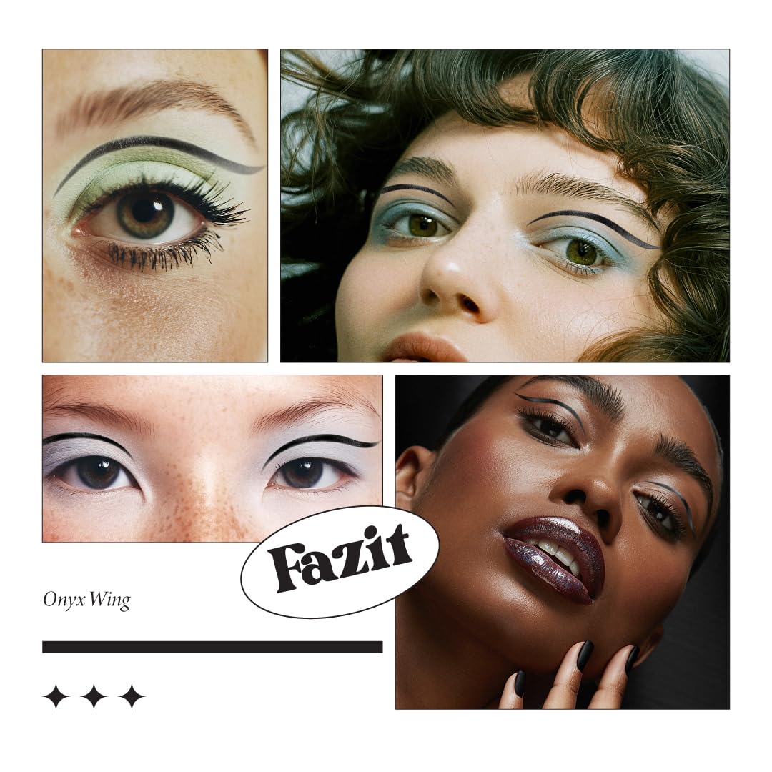 Fazit Makeup Patches - Onyx Wing Eyes - Glow Up Make-Up Patches - Cute Glitter Makeup Accessories For Women - Cosmetic Glitter For Face