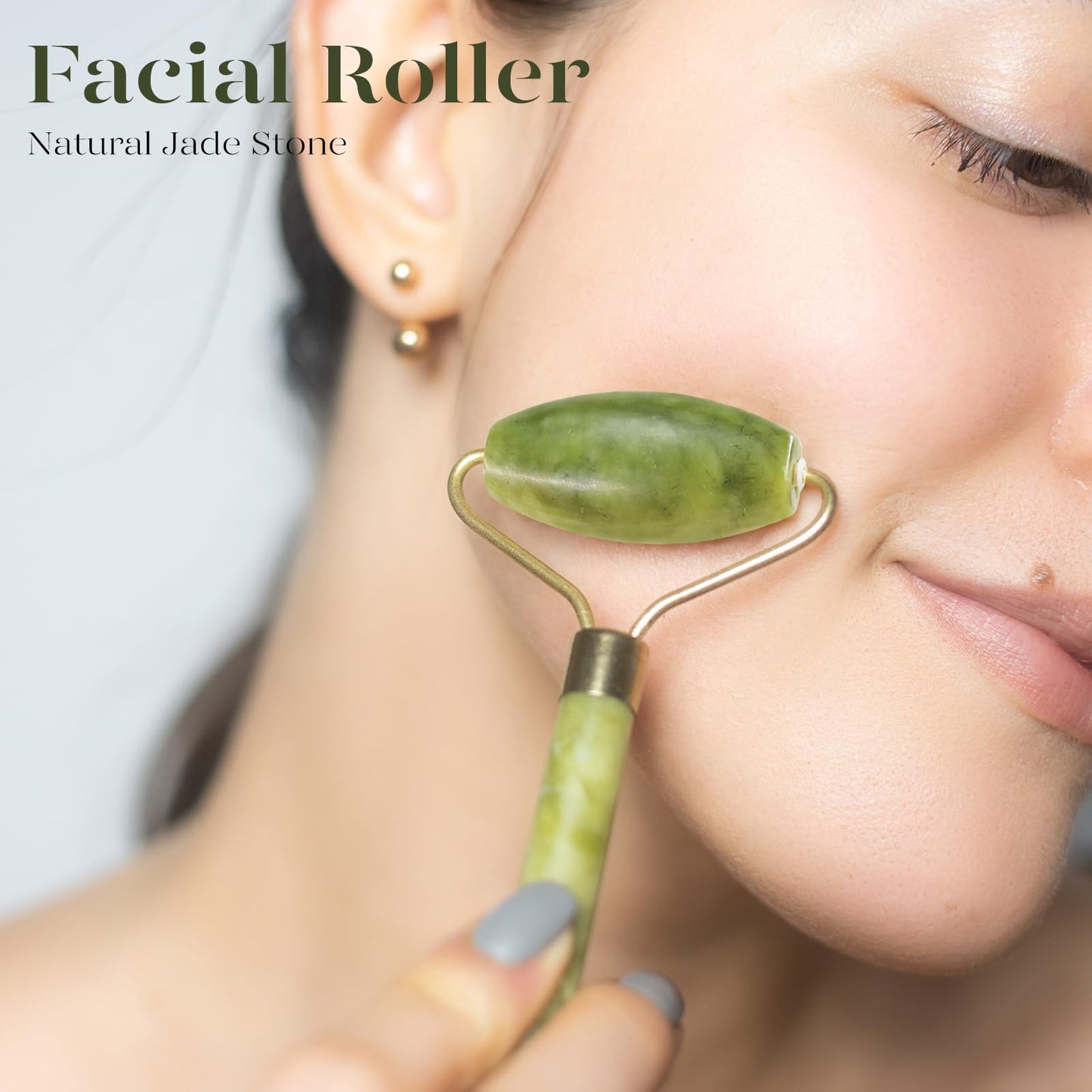 BAIMEI IcyMe Jade Face Roller & Gua Sha, Facial Beauty Skin Care Tools, Self Care Gift for Men Women, Massager for Face, Eyes, Neck, Relieve Fine