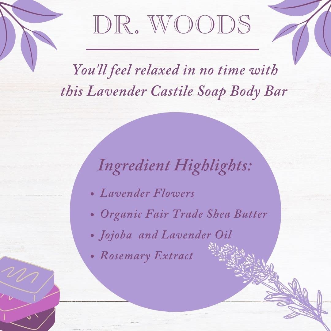 Dr. Woods Exfoliating Lavender Bar Soap with Organic Shea Butter, 5.25 oz (Pack of 6)
