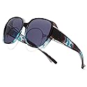 BLUE CUT Fit Over Polarized Sunglasses Driving Clip-on Over Glasses, Solar Shield Sunglasses Over Prescription Glasses
