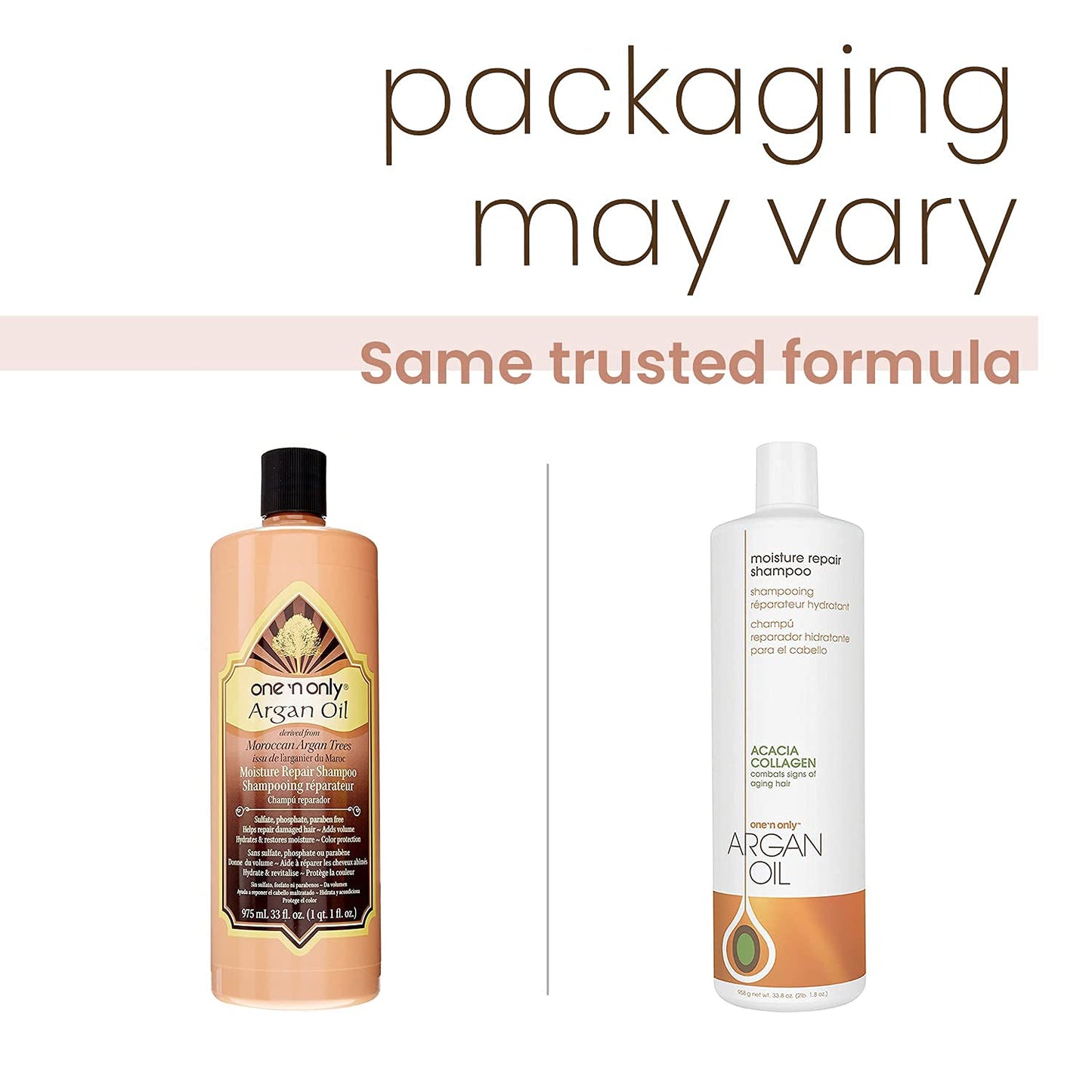 One 'n Only Moisture Repair Shampoo with Argan Oil, Rebalances Hair Moisture Levels, Adds Volume and Shine, Repairs Damage from Chemicals and Heat