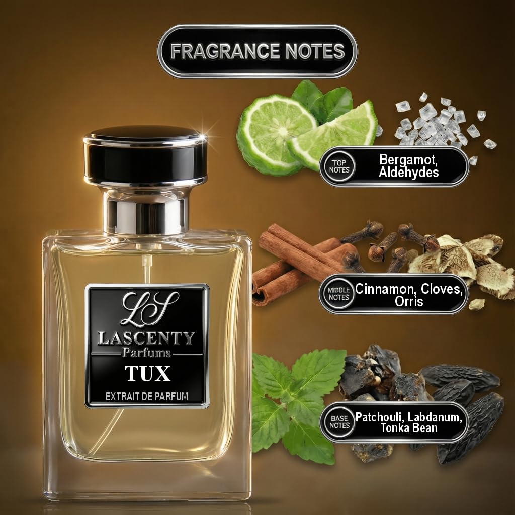 LaScenty TUX Inspired by Tuxedo Perfume for Women & Cologne for Men (50ml) | Extrait de Parfum | Long-Lasting Cologne | Amber Spicy Patchouli Scent | Beauty & Personal Care LaScenty