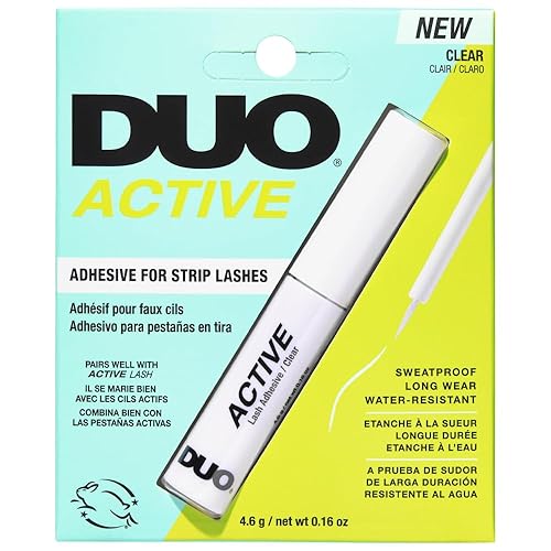 DUO Active Clear Lash Glue - Brush-On Lash Adhesive for Strip Lashes, Quick-Dry, Waterproof Eyelash Glue, 0.16 oz (4.6g)