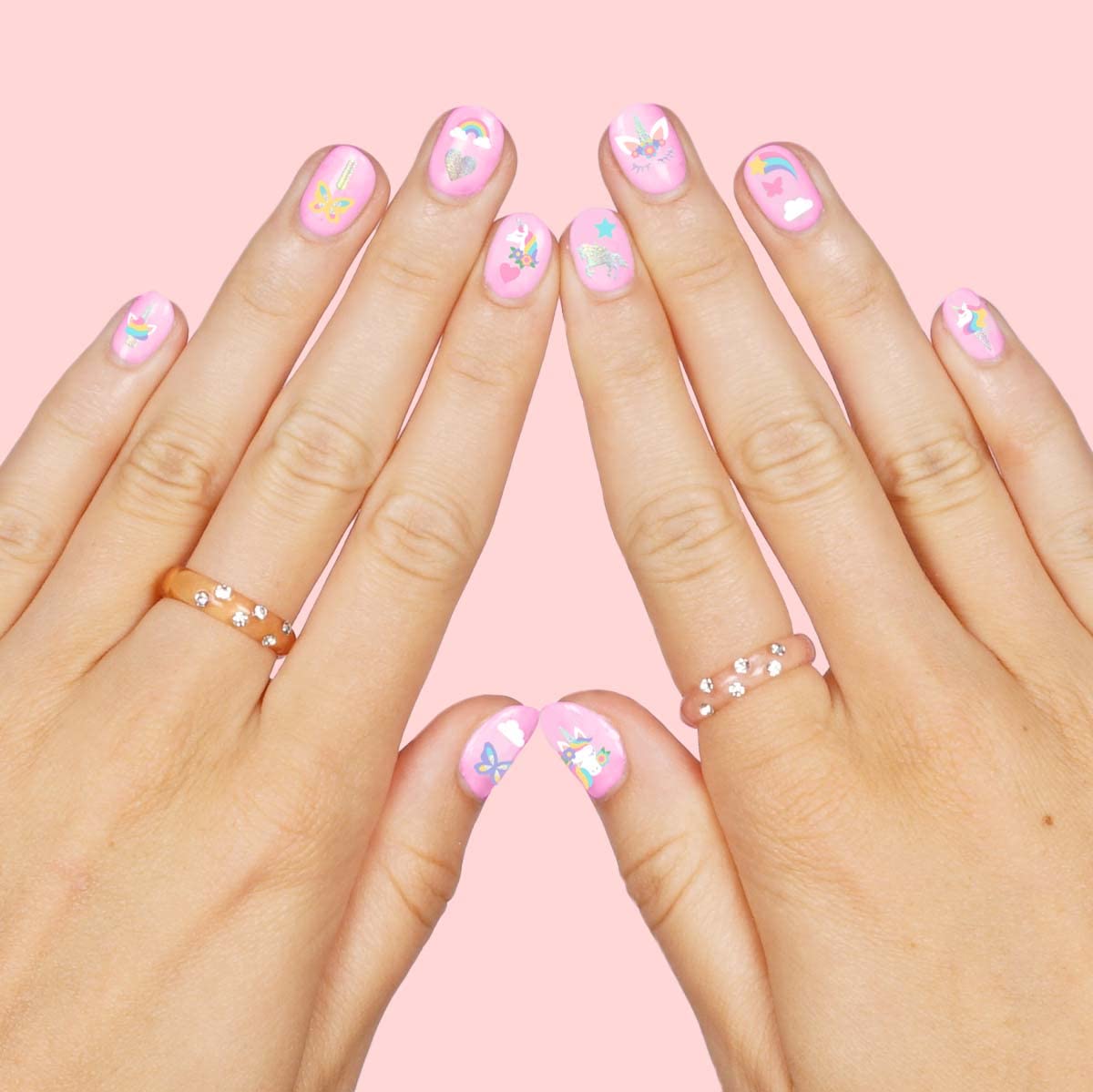 xo, Fetti Kids Unicorn Nail Stickers - 524 Decals | Birthday Girl Party Favors, DIY Home Activity, Gift, Cute Nail Transfer, Rainbow, Butterfly