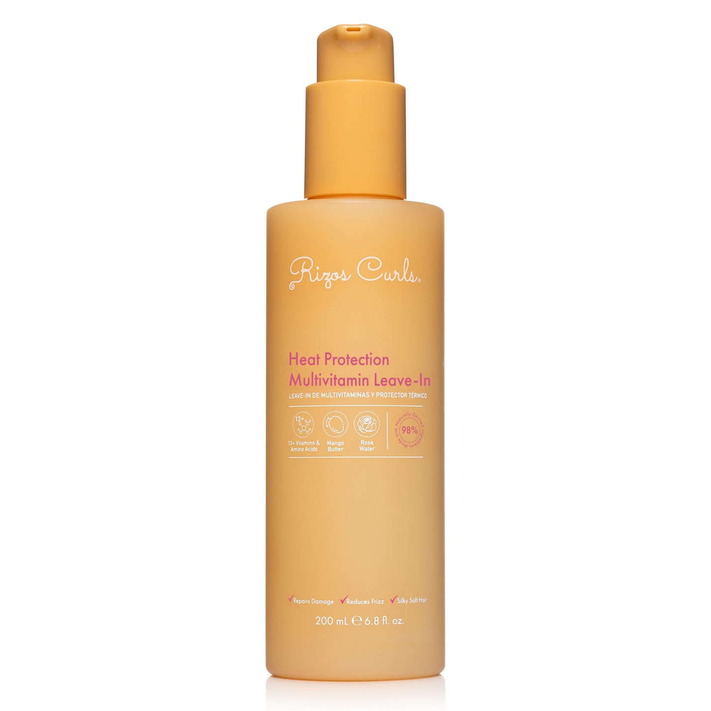 Rizos Curls Multivitamin Leave-In Heat Protection Up to 450°F - Strengthen, Repair & Add Shine to Straight, Wavy, Curly, Coily Hair Types 1a-4c