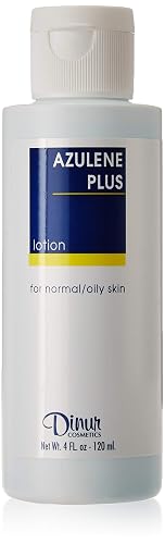 Dinur Cosmetics Azulene Plus Lotion for Normal to Oily Skin, Lightweight Daily Face & Body Moisturizer with Azulene, 4 fl oz / 120 ml