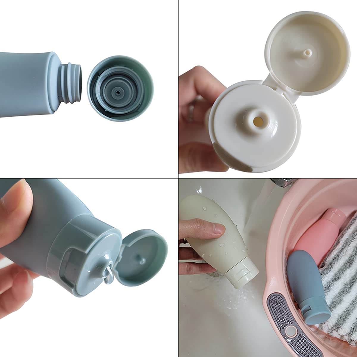 3 Pcs Travel Bottles Set,60ML Travel Bottles & Containers,Small Mini Empty Plastic Squeeze Bottles for Travel Toiletries,Shampoo and Conditioner