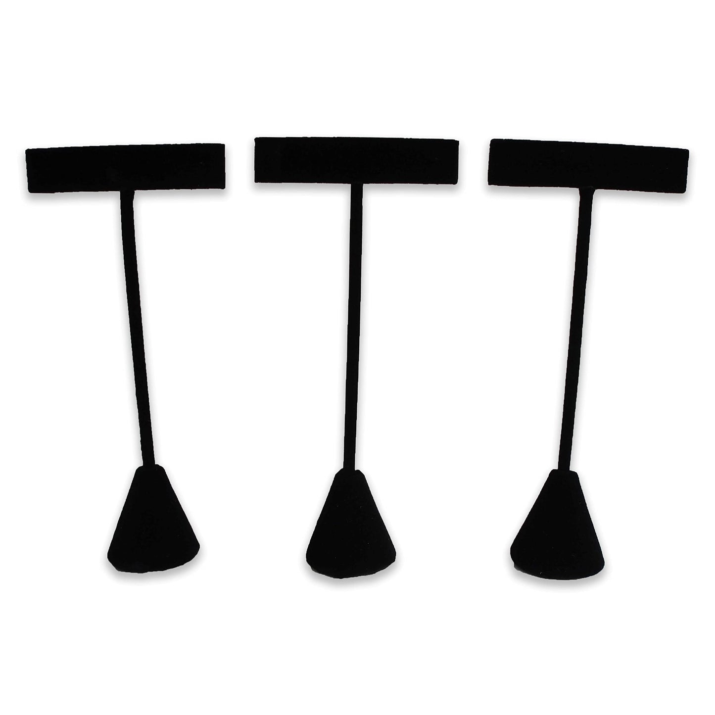 N'ice Packaging - 3 Qty Black Velvet 4.75" High Free-Standing Earring T-Stand Display, T Shape Holder for Tradeshow, Home Business, Promotion, or…