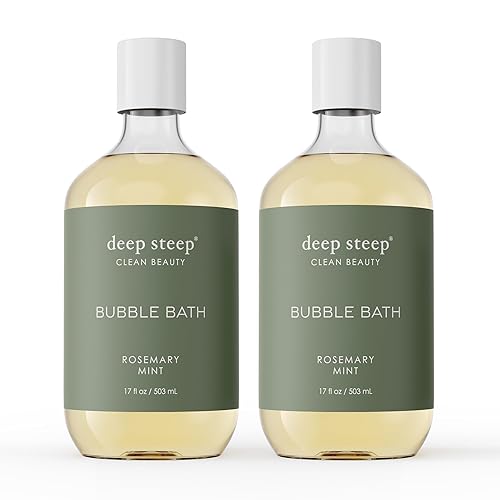 Deep Steep Bubble Bath, Rosemary Mint 17 oz (Pack of 2) - Hypoallergenic, Clinically Tested Soothing Soak with Shea Butter & Argan Oil - Sulfate-Free
