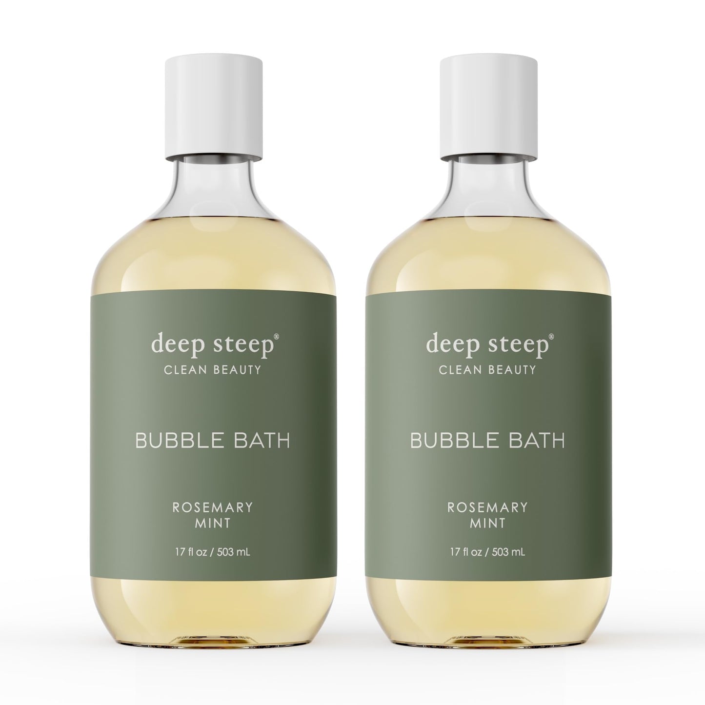 Deep Steep Bubble Bath, Rosemary Mint 17 oz (Pack of 2) - Hypoallergenic, Clinically Tested Soothing Soak with Shea Butter & Argan Oil - Sulfate-Free