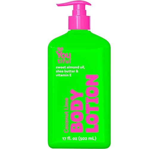 BeYoutiful Coconut Lime Super Smooth Body Lotion for Dry Skin, Natural Hydrating Moisturizer for Kids and Teens, Cruelty Free Skin Care, 17oz