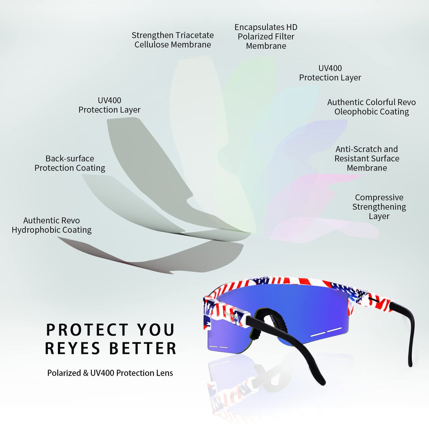 Wapreta Youth Baseball Sunglasses Men and Women Polarised Sports Sunglasses TR90 Adjustable Cycling Glasses Driving Running (C4)