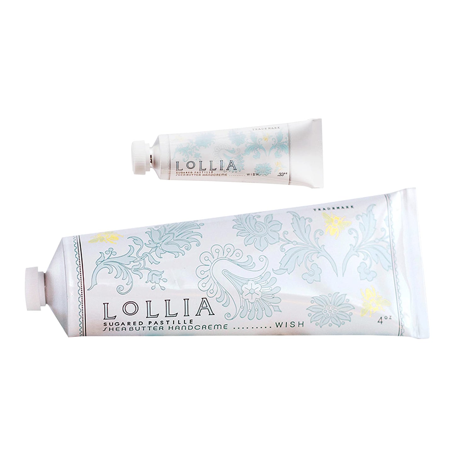 LOLLIA Wish No. 22 Handcreme Bundle, .33 oz. & 4 oz. - Sugared Pastille - Scented Hand Cream for Women, Moisturizing Hand Lotion for Dry Hands, Shea