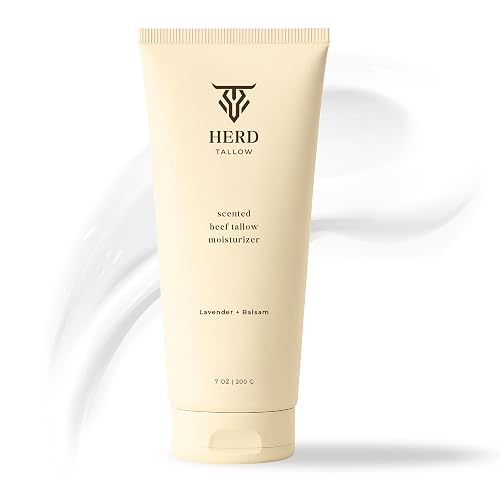 Beef Tallow Moisturizer 7oz Lavender + Balsam - Grass-Fed Tallow Face & Body Cream with Manuka Honey, Oat & Hyaluronic Acid - Calming, Hydrating Balm