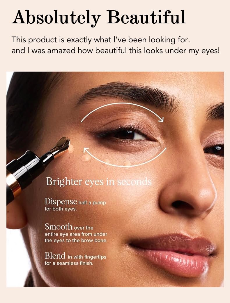 Absolutely Beautiful Under Eye Concealer - Brightens in Seconds, Crease-Proof & Lightweight, Half Pump for Both Eyes?10ml/0.34oz, Under Eye Coverage