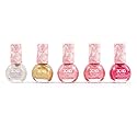 3C4G Pink and Gold Hexagon 5 Pack Nail Polish - Shimmer Nail Polish Set for Girls & Teens - Includes 5 Colors - Non-Toxic Nail Polish Kit for Kids