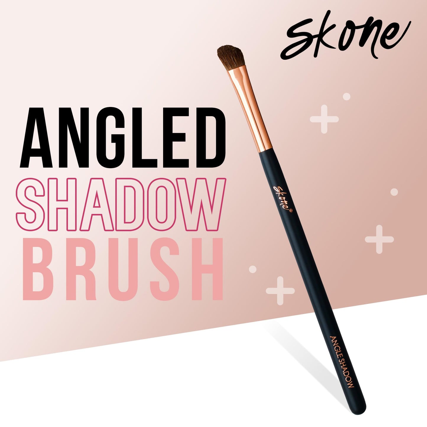 Skone Cosmetics Angle Shadow Brush - Luxe Premium Rose Gold and Synthetic Black Eye Shadow Angle Brush - Professional Grade Nylon Angled Shading