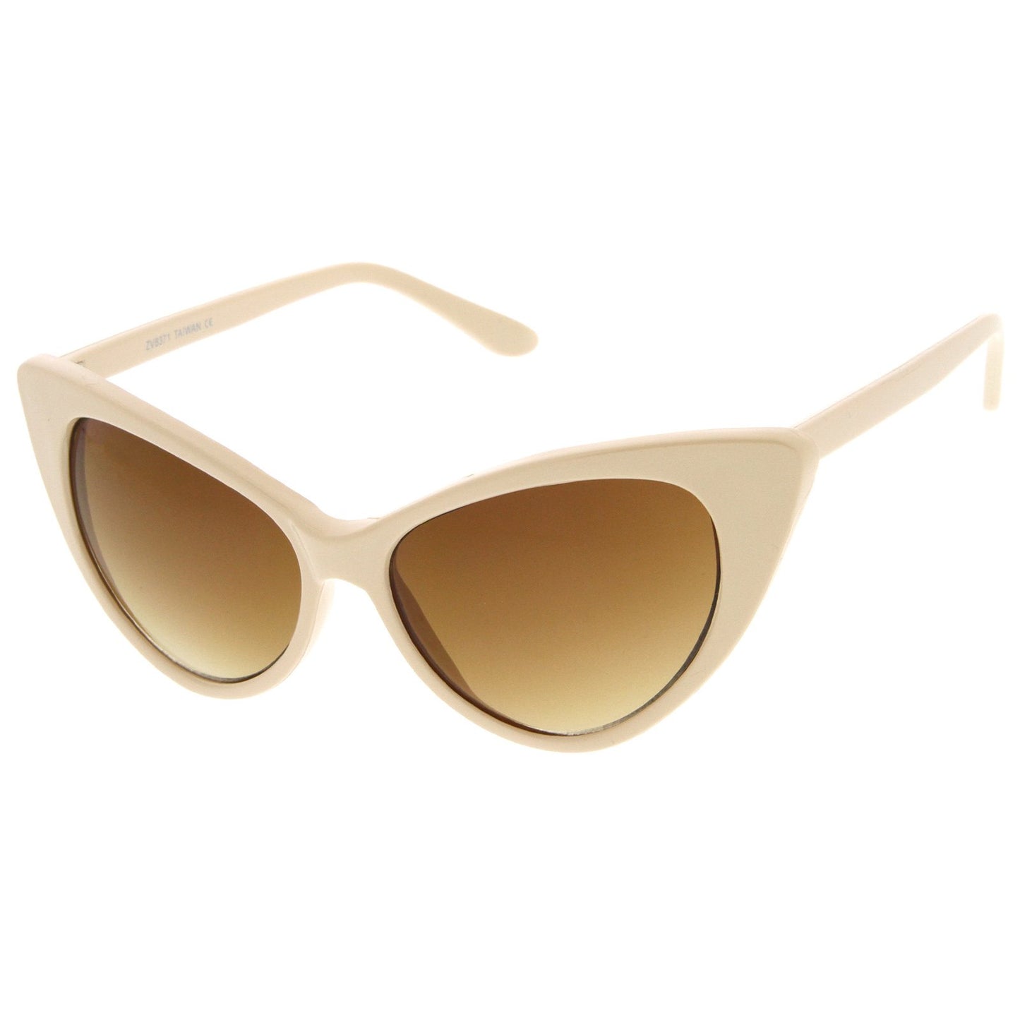 zeroUV - Women's Retro Oversized High Point Cat Eye Sunglasses 54mm (Creme/Amber)