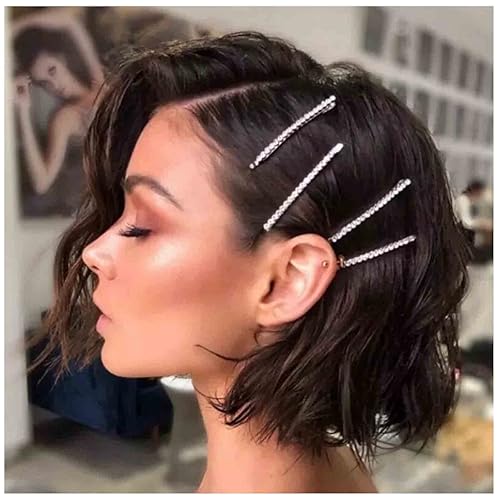 Yheakne Rhinestone Hair Clip Barrette Silver Crystal Wedding Hair Pin Clip French Barrette Headpieces Decorative Bobby Pins Head Clip Wedding Headwear