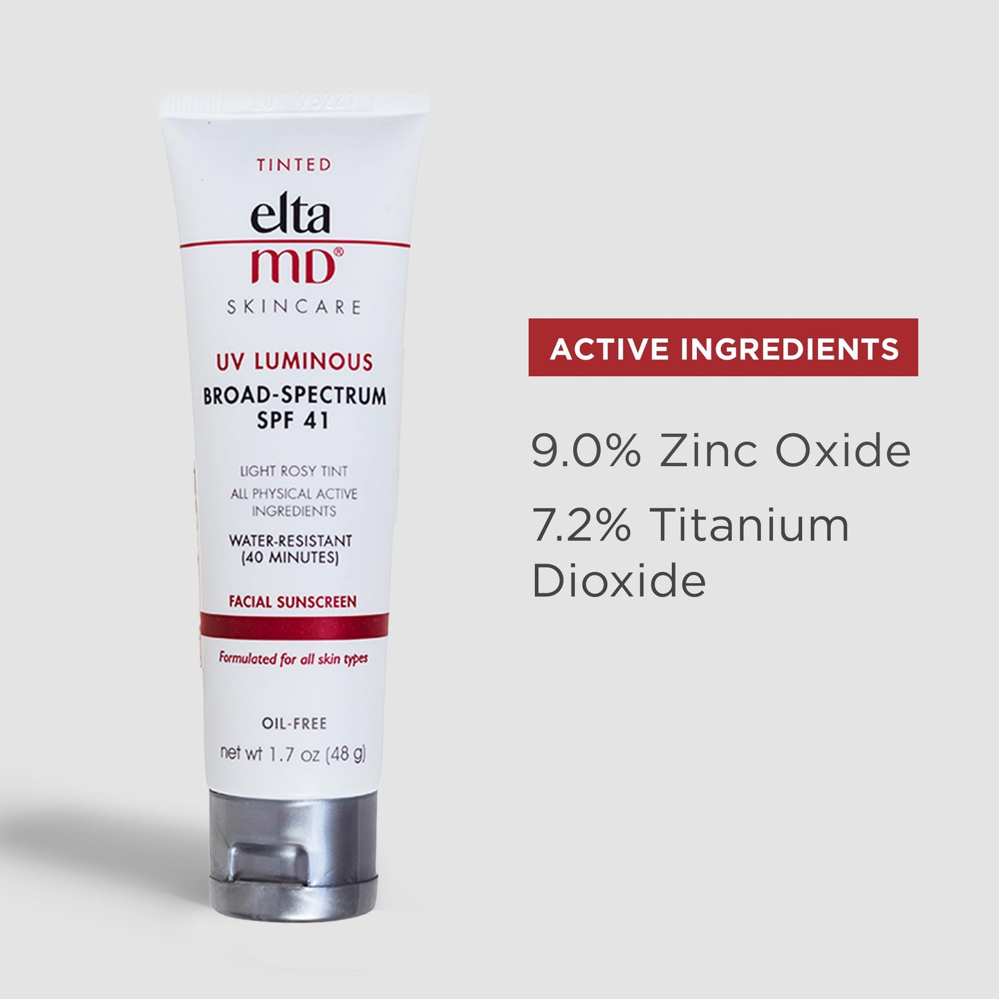 EltaMD UV Luminous Tinted Face Sunscreen and Primer, SPF 41 Rosy Tinted Mineral Sunscreen with Zinc Oxide, 1.7 oz Tube