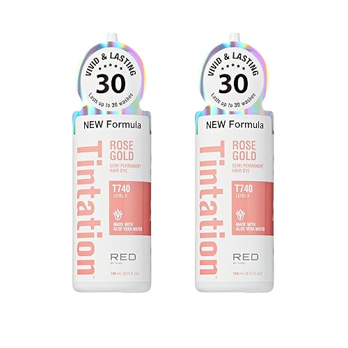 Red by Kiss Tintation Semi-Permanent Hair Color, Aloe Vera Water Based, Argan Oil, Olive Oil, Collagen & Keratin, Long-Lasting Color Dye (Rose Gold, 2