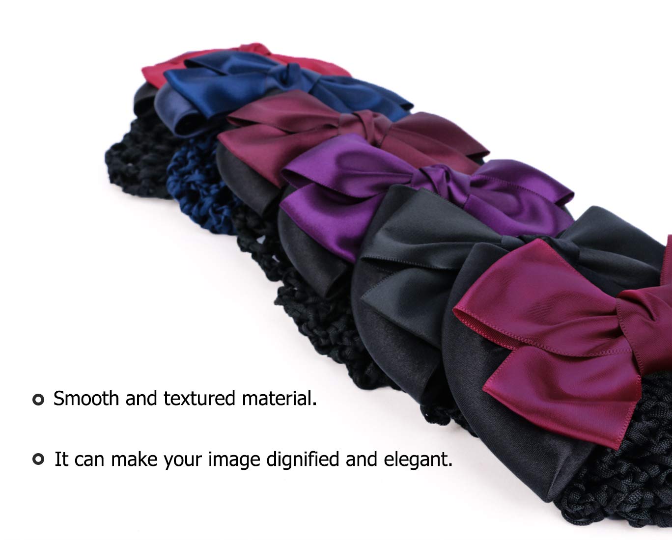 Driew Hair Clip, 6 Pcs Hair Net with Bow Hair Snoods for Women, Velvet, Polyester, Metal