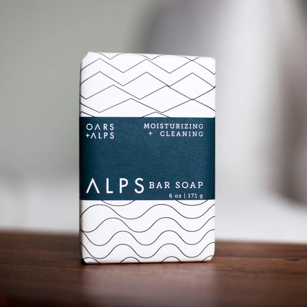 Oars + Alps Shea Butter & Jojoba Oil Exfoliating Bar Soap for Men, Deep Cleaning & Exfoliating Soap, Made with Clean Ingredients, All Skin Types