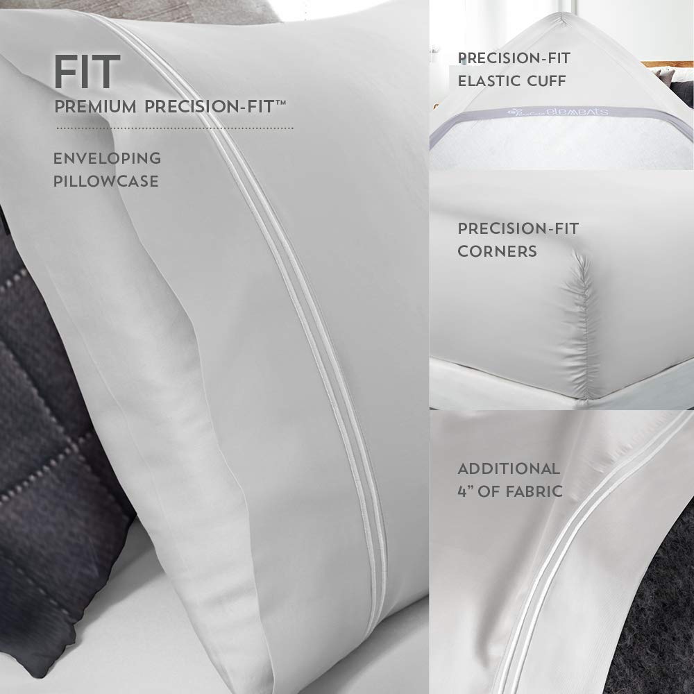 PureCare Elements Cool Touch Sheet Set Featuring 100% Tencel, Precision-Fit Corners & enveloping Pillowcases, Queen, Dove Gray (PCST-Q-GY)