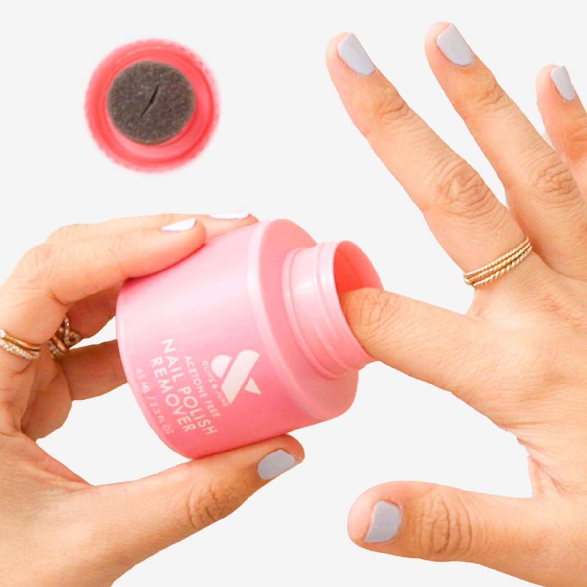 Olive & June Polish Remover Pot | Acetone-Free Nail Polish Remover with Sponge Lid for Mani + Pedi | No-Mess, Gentle & Effective Formula | Non Acetone Beauty and Personal Care Olive & June